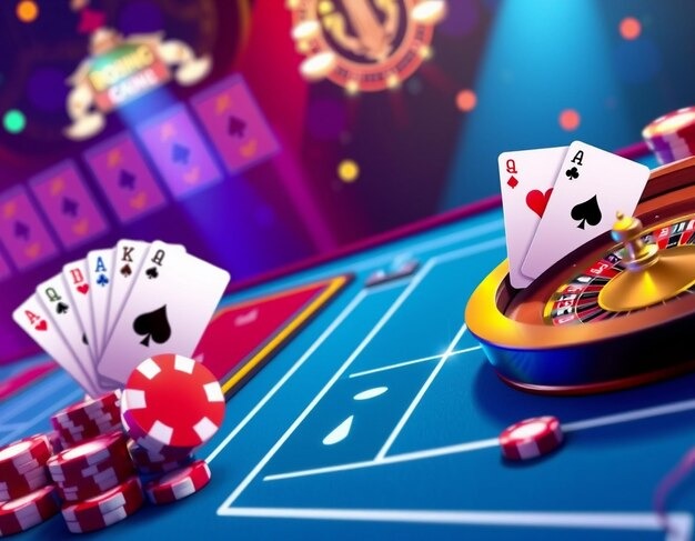 Live Baccarat table with dealer and cards Live Baccarat table with dealer and cards